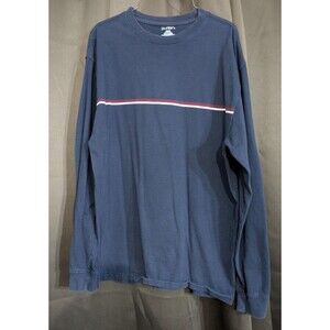Puritan Men's Long Sleeve Cotton T-Shirt Navy chest stripes 38-40 Medium